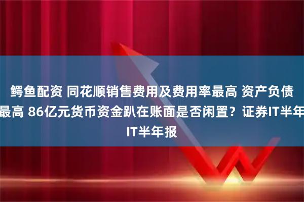 鳄鱼配资 同花顺销售费用及费用率最高 资产负债率最高 86亿元货币资金趴在账面是否闲置？证券IT半年报